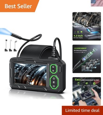 Versatile 32.4ft Inspection Camera with 4.3'' Display & Adjustable LED Lights