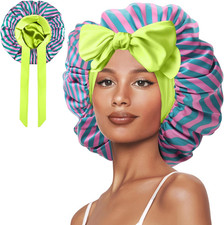 Double Layer Silk Bonnet with Tie Satin Lined Sleep Cap Hair Cover for Women'S C