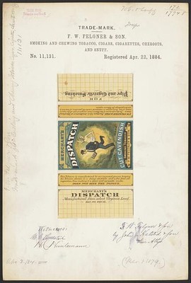 F W Felgner Son Merchant's Dispatch Cavendish Tobacco Trade Mark 1884