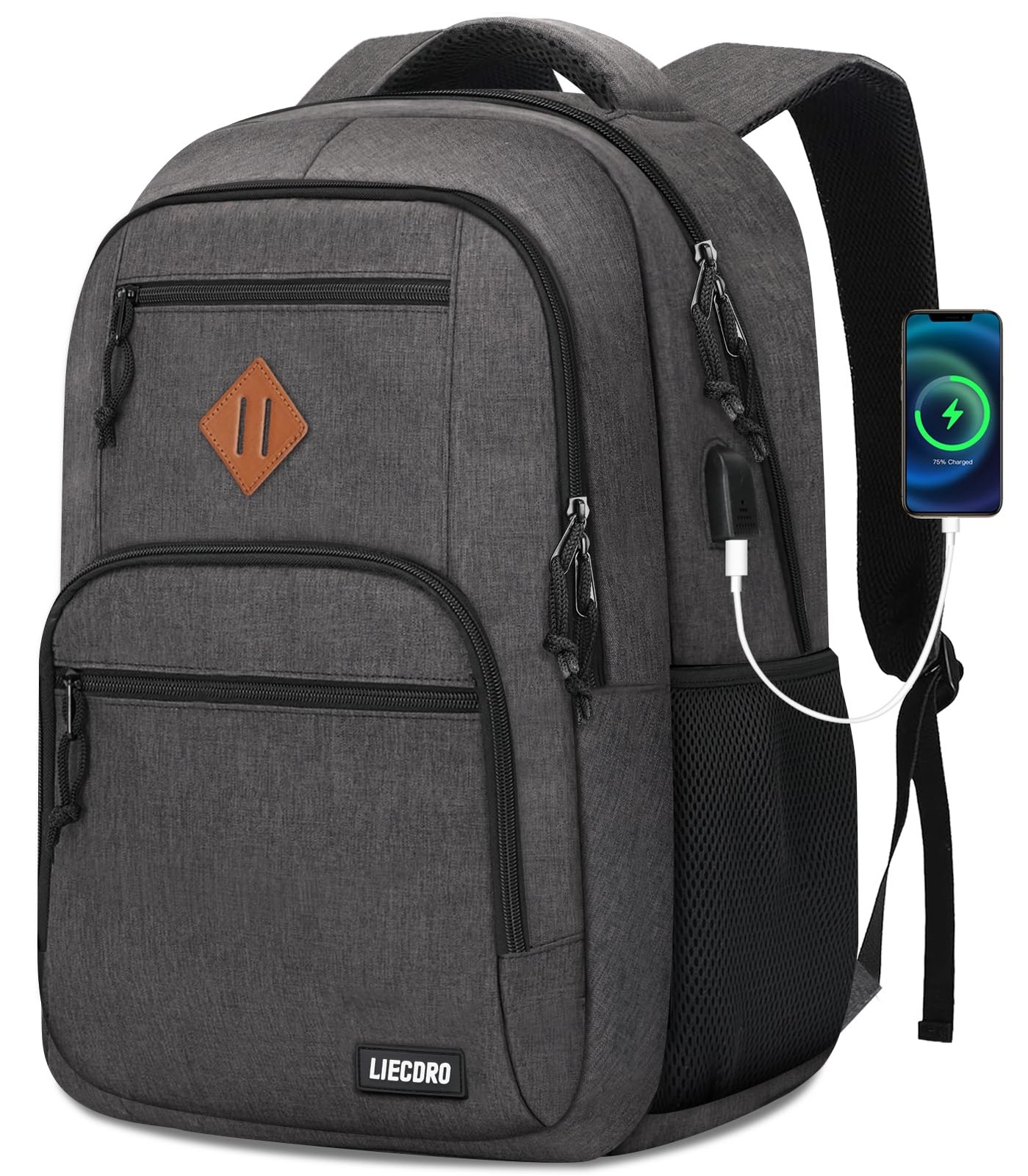 Stylish Black Backpack for Men Boys Teens School or Travel