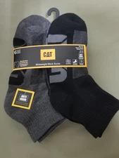 New Mens CAT Caterpillar 6 pair Mid Weight Work Quarter Socks.