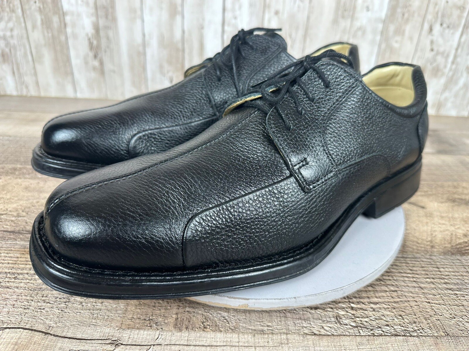 SAOLA Scarpe eleganti da uomo Studio Belvedere Bay Bridge derby in pelle nera taglia 13 EEE