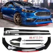 Front Bumper Lip Splitter Spoiler Body Kit Glossy Black For Ford Fusion
