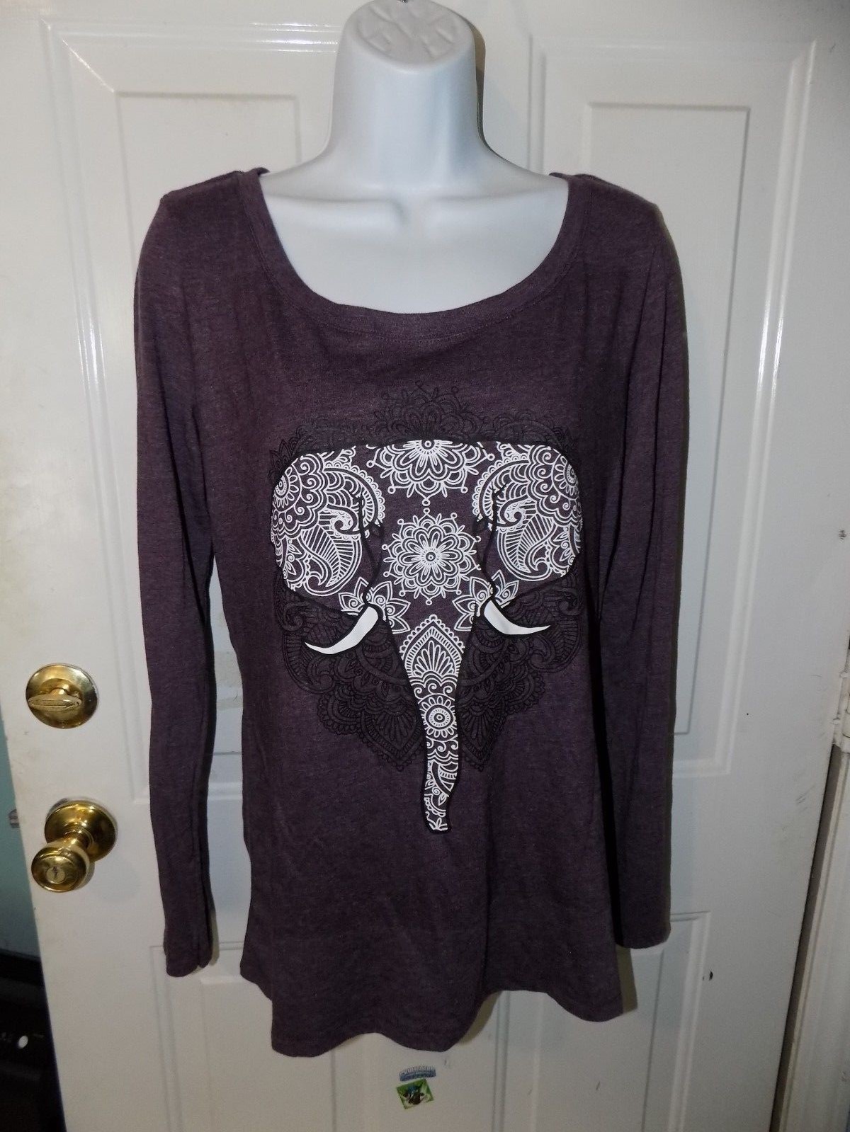 Next Level Purple Long Sleeve Elephant Fitted Shirt S… - Gem