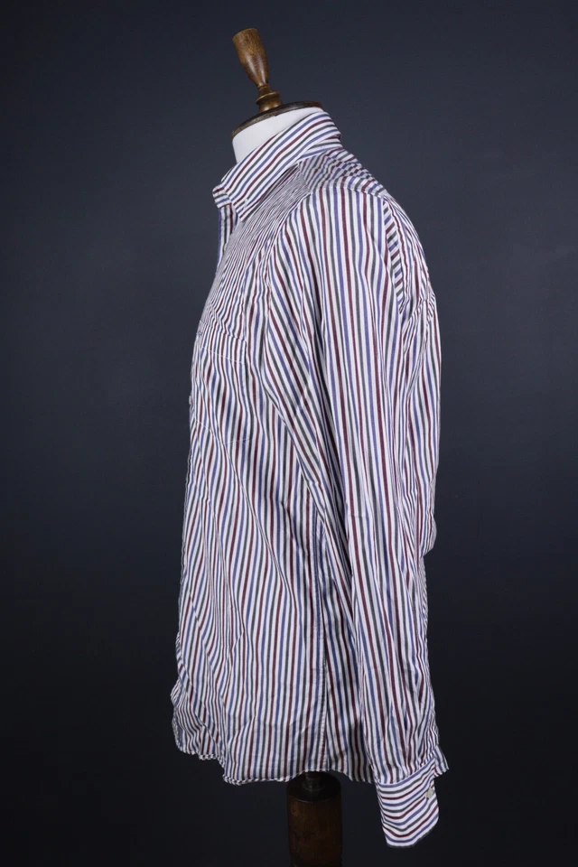 Men Paul & Shark Yachting Blue Stripe Cotton Long Sleeve Shirt Size 40 M - L - Image 4 of 4
