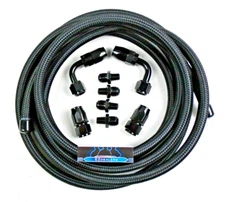 Automatic Transmission Cooler Line Kit -8 AN Black Steel Braided Hose 48RE Dodge