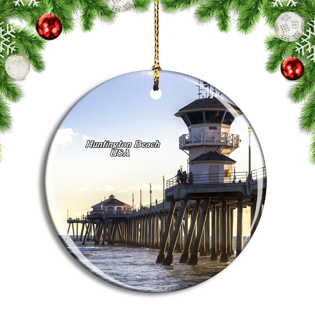 USA America Huntington Beach Pier Christmas ornament city travel souvenir