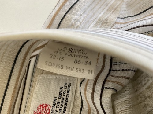 VTG 80s Van Heusen Mens Formal Business Striped Shirt Size 38-15 Made In England - Picture 12 of 16