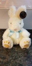 FAO Schwarz White Stuffed Bunny w/ Blue Ribbon NWT