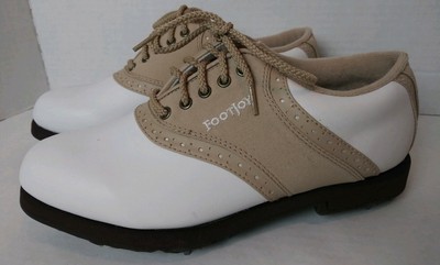 Footjoy Greenjoys Golf Shoes 6 Soft Spike #48746 White Tan  display picture 1