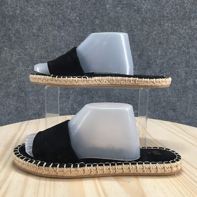H&M Sandals Womens 7 Espadrille Slide Black Open Toe Comfort Flat Casual Slip On