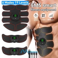 Body Fitness EMS Abdominal Stimulator Arm Muscle Trainer Belt 6 Modes 19 Levels