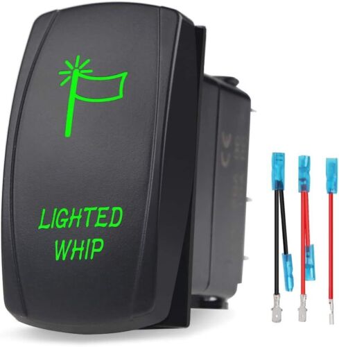 Lighted Whip Illuminated Rocker Toggle Switch Waterproof with Jumper Wires SPST - 第 1/6 張圖片