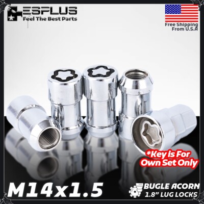 20-Pack Chrome Acorn Lug Nuts - 14x1.5 Thread, 60° Conical Seat - Fit Ford Lincoln Chevy Buick Cadillac Tesla