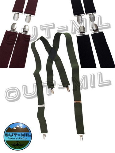 Bretelle per pantaloni (4 clip metallo) larghezza 4 Cm Verde Bordeaux Nero  | eBay