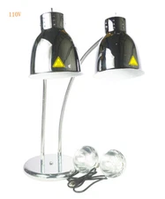 TECHTONGDA 110V Sliver Double-head Food Insulation Lamps Commercial Food Warmer