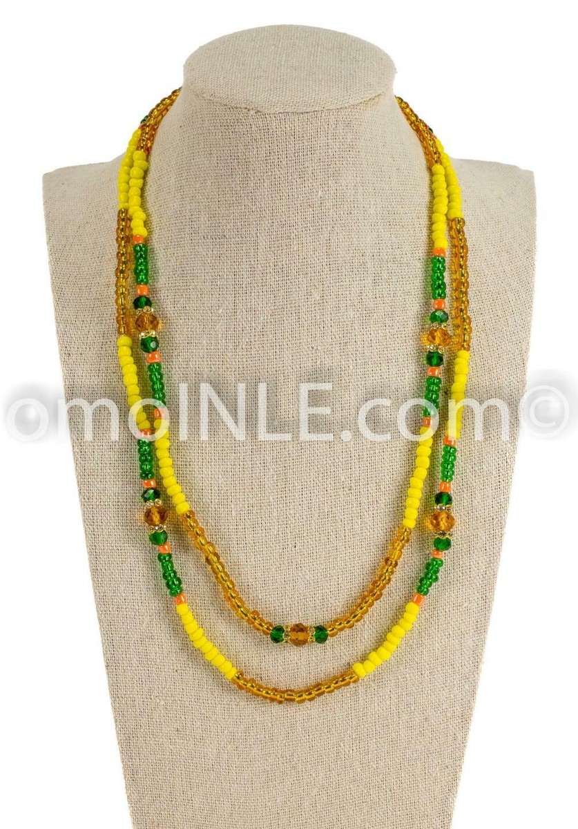 COLLAR DE OSHUN OLOLODI ELEKE SANTO GLASS BEADS GREAT QUALITY OCHUN OLOLO DI