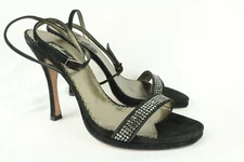 Claudio Milano Womens Shoes Black Suede Crystal Size 39 Italy #36 $420