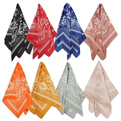 27.5 Inches Silk Head Scarf for Women Men Bandanas Satin Hair Scarf Silk Wrap