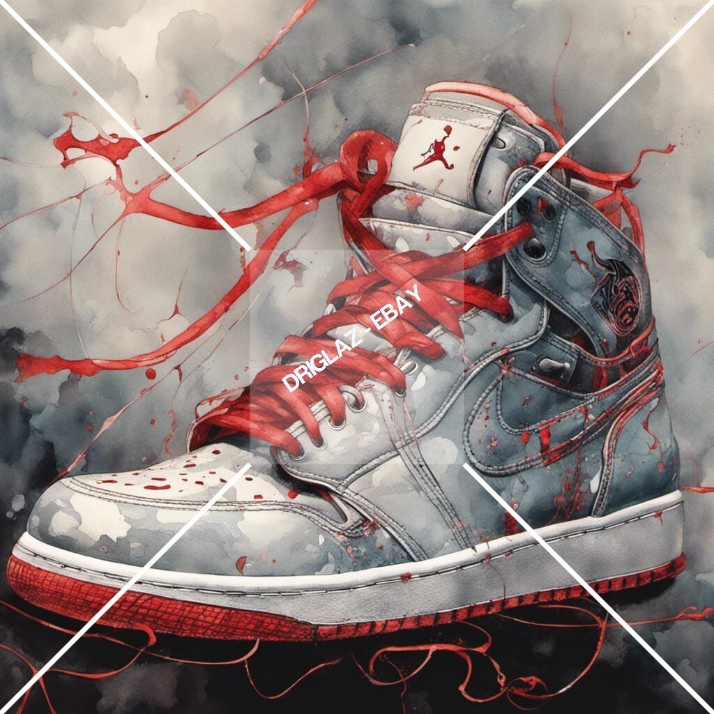 Nike Air Jordan Red Laces ART Digital Image Picture Photo