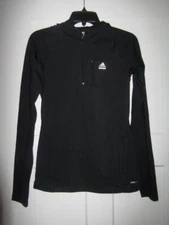 Adidas Tech Fit 1/4 Zip Hooded Long Sleeve Black Shirt Running Top Women's S