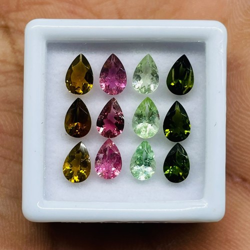 12 Pcs Natural Tourmaline 6x4mm Pear Cut Loose Untreated Gemstones Lot 4.82 Cts - Picture 7 of 8