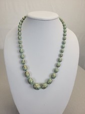 Necklace Round Chunky Beaded Turquoise Colored Beads Green 22" long