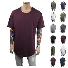 Men Extended Long T-Shirt Elongated Fashion Tee Casual Basic Hipster Fashion Tee