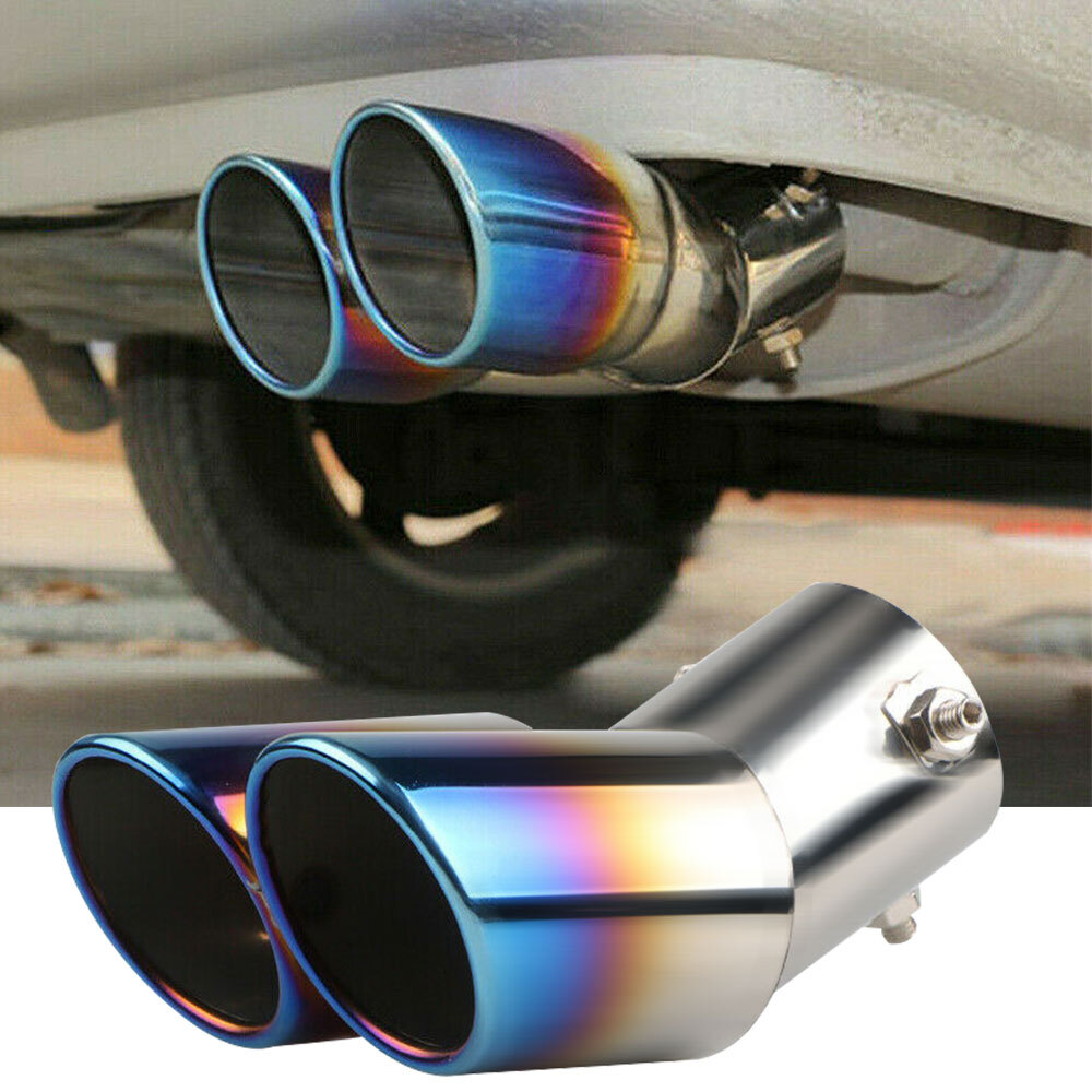 Dual Exhaust Muffler Tail Pipe Stainless Steel 1.4