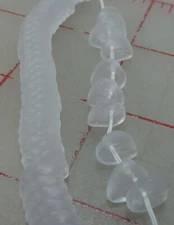 1 strand Czech 9mm pressed glass leaf matte crystal clear pendants beads leaves