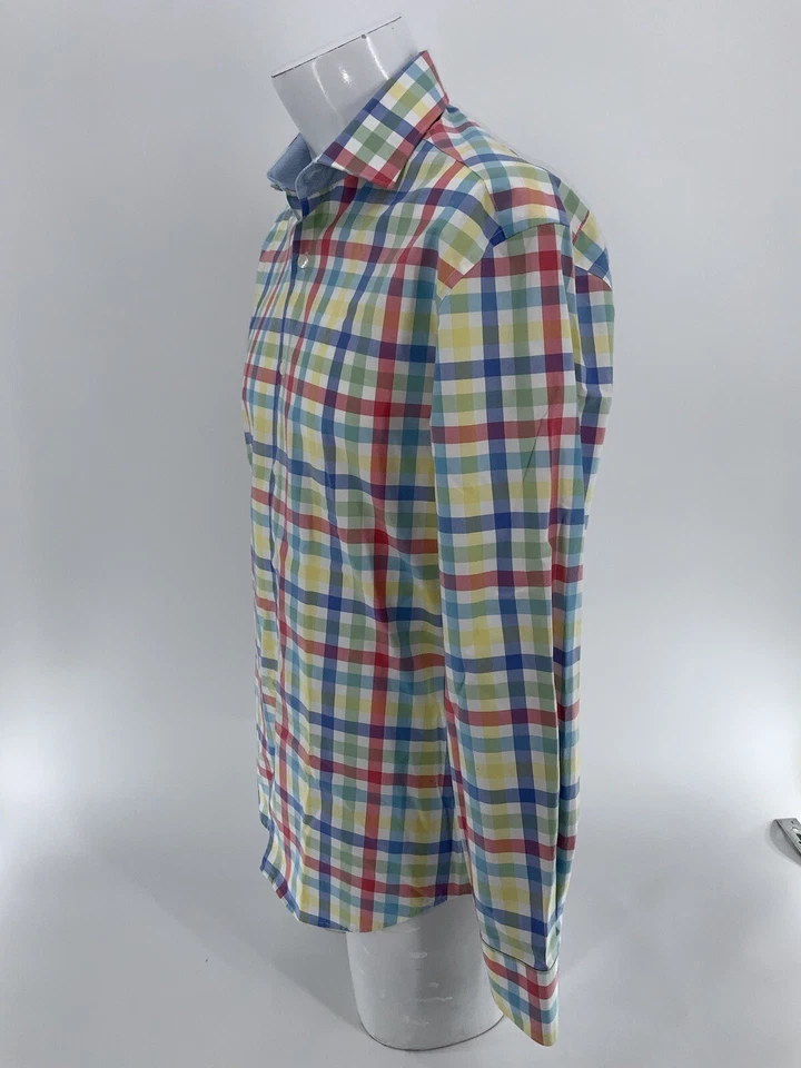 Camisa Tailorbyrd Abotonada 15 31.5/34 Multicolor Cuadros Algodón Ajuste YGI Q4-21 Foto 4 de 4