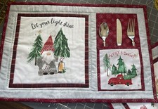 4 Christmas Gnomes Placemats With Silverware Pocket Homemade