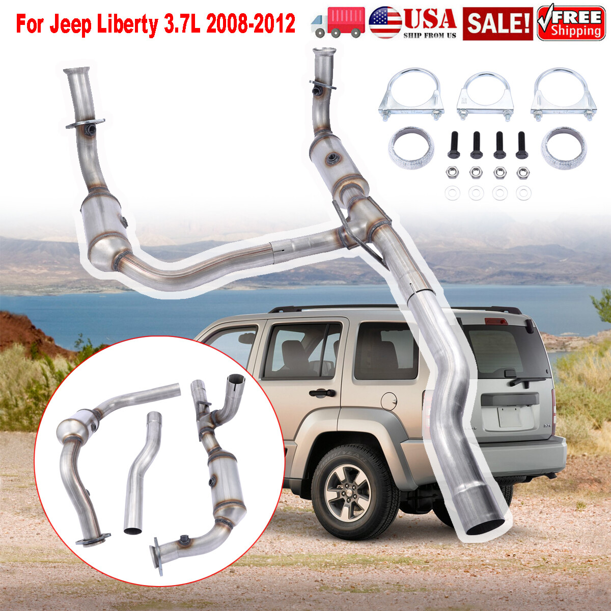 Y Pipe Catalytic Converters For 20082013 JEEP Liberty 3.7L V6 Limited