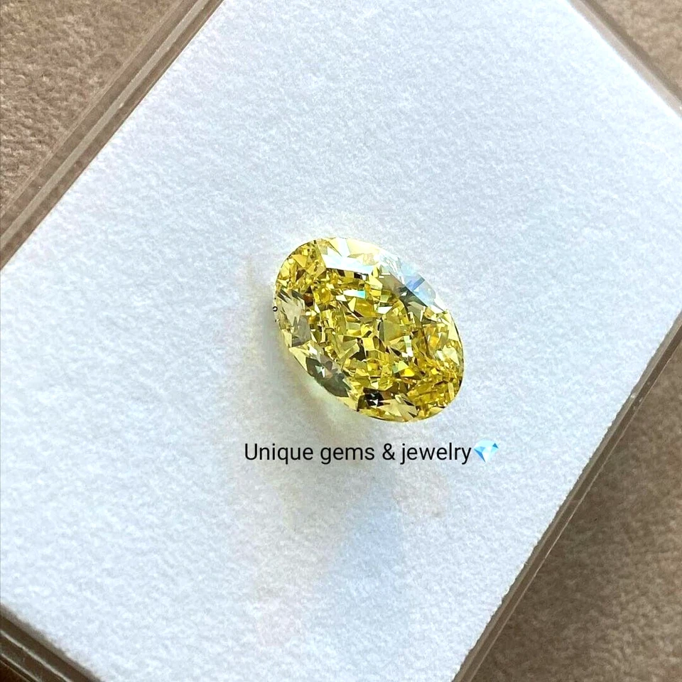 7 Ct Fancy yellow Oval Cut VVS1 Diamond Premium Quality Loose Gemstone 14x10MM - Image 2 of 4