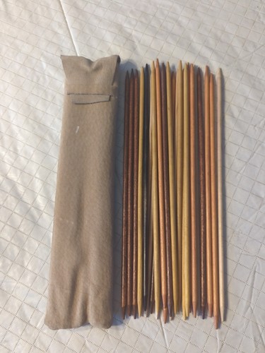 Vintage Wood Pickup Sticks With Leather Pouch, Set Of 25 - Picture 1 of 6