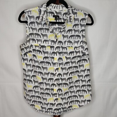 Talbot's women's M sleeveless shirt multicolor collar button up ''Zebra'' print