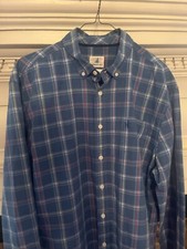 Johnnie-O Men's Blue Plaid Shirt Sz Large