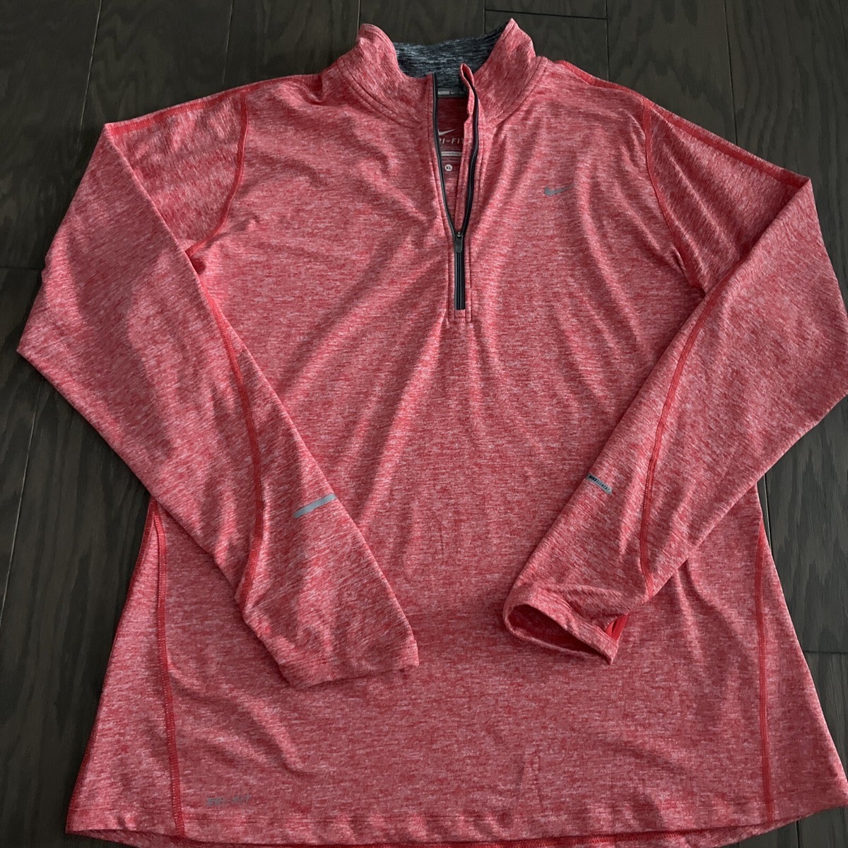 Nike Dri Fit Running Element 1/2 Zip Pullover 717421-635 Red Nike Dri Fit Running Element 1/2 Zip Pullover 717421-635 Red