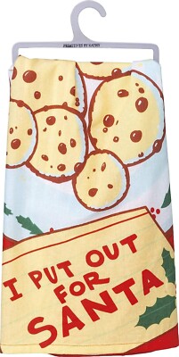 Primitives By Kathy Flour Sack Dish Towel ~ Christmas I Put Out For Santa