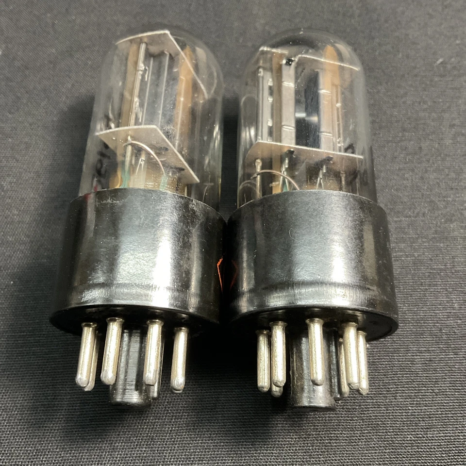 PAR DE TUBOS DE VACÍO DE AUDIO CBS 6SN7GT A JUEGO PROBADOS PLACAS NEGRAS DE COLECCIÓN B.10134.C Foto 3 de 3