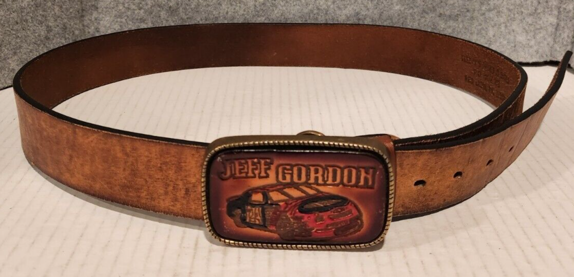 Vintage Jeff Gordon Nascar 24 Leather Brass Buckle with Leather