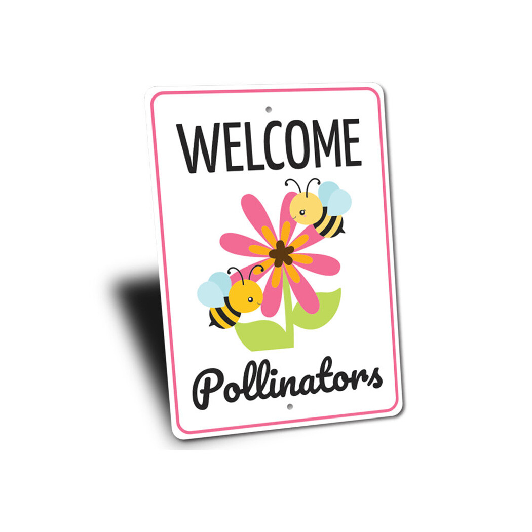 Pollinators Sign, Backyard Sign, Flower Garden Sign, Gardener Metal Sign