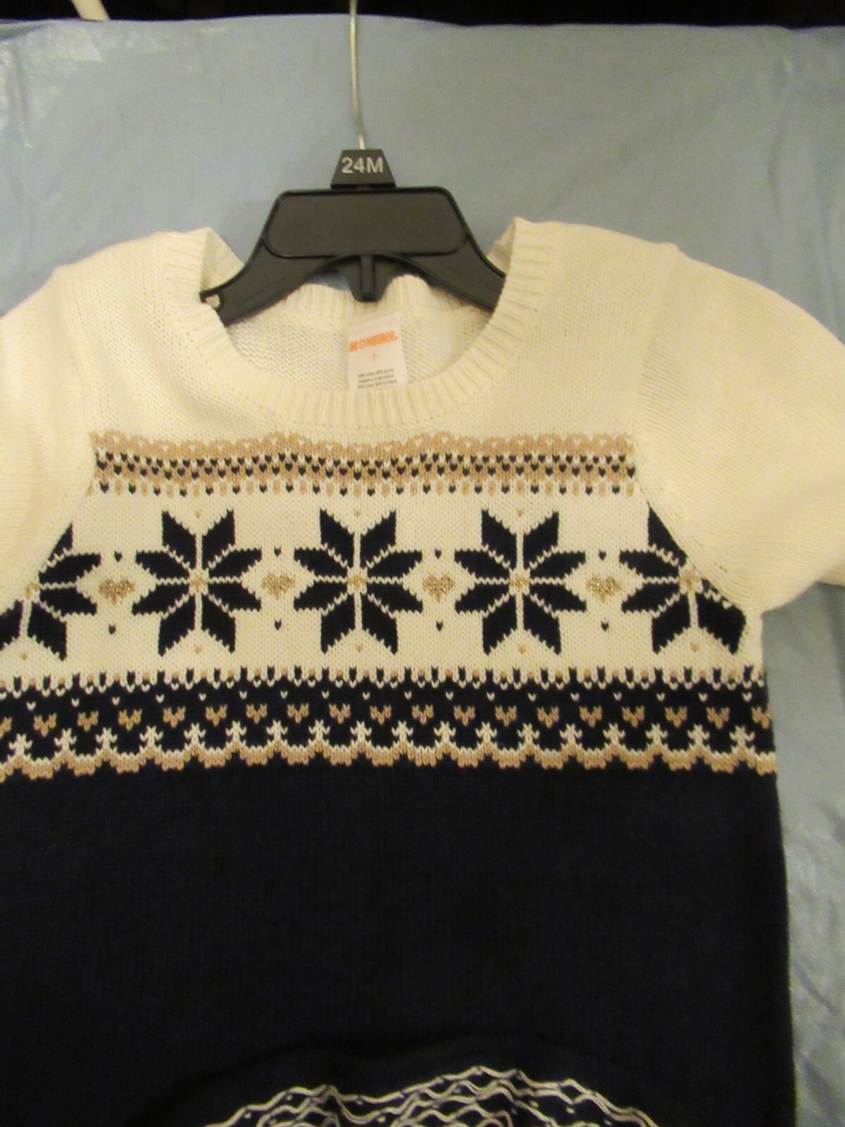 P28 Girls Size 7 Navy Blue and Cream Ruffled Skirt Dress By Gymboree image 10