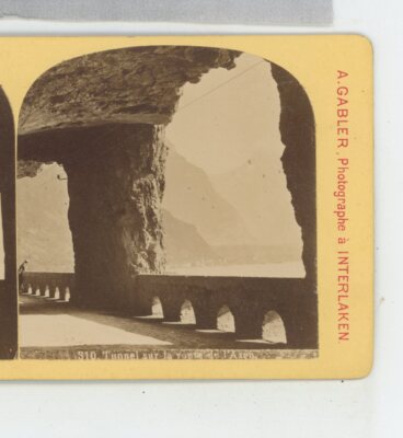Tunnel Sur la Route l'Axen Switzerland A. Gabler Stereoview c1870