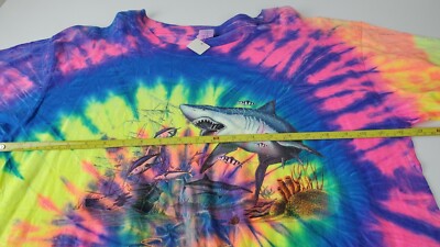 Unique Tie Dye Tee Shark Swirl All Over Oversized Mens Women Size XL T-shirt