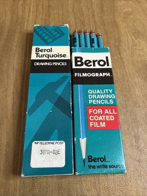Berol Turquoise Quality Drawing Pencils E2 & E1 Filmograph Unused