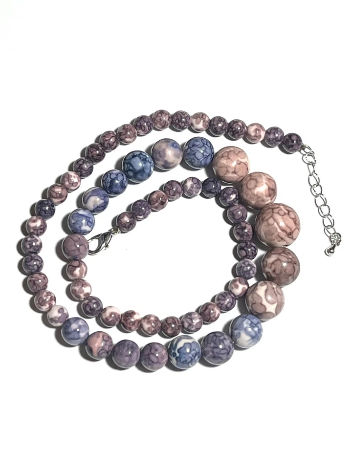 COLLANA CON PERLE A TORRE LUNGA 45 CM PIETRA  NATURALE MULTICOLORE 6-14 MM - Immagine 3 di 4