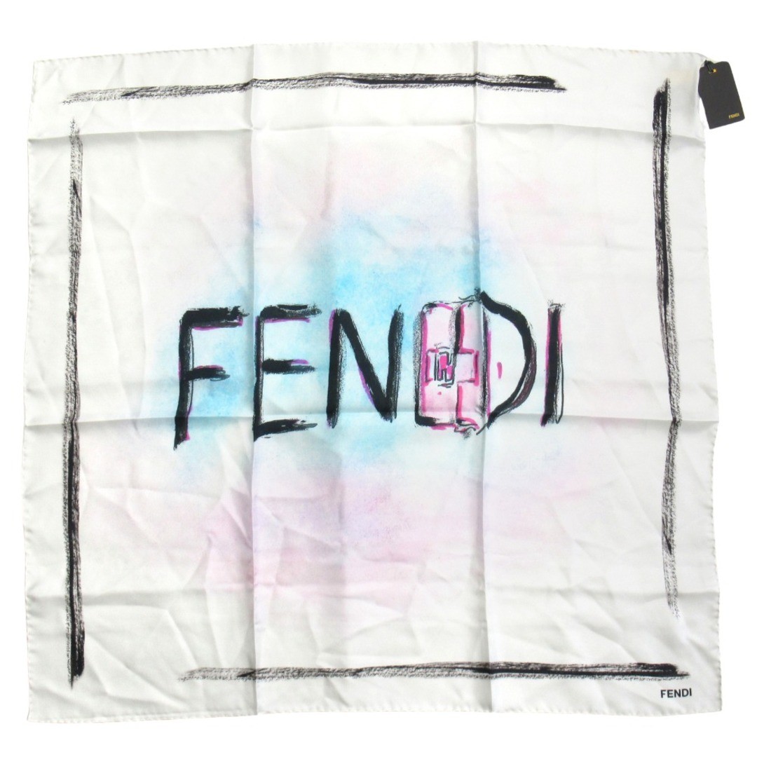 RARE FENDI Baguette Mania Logo Scarf Stole with Bag Motif in White FXT071