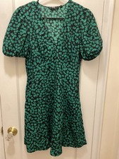 Uniqlo Dress V neck Green Black Small