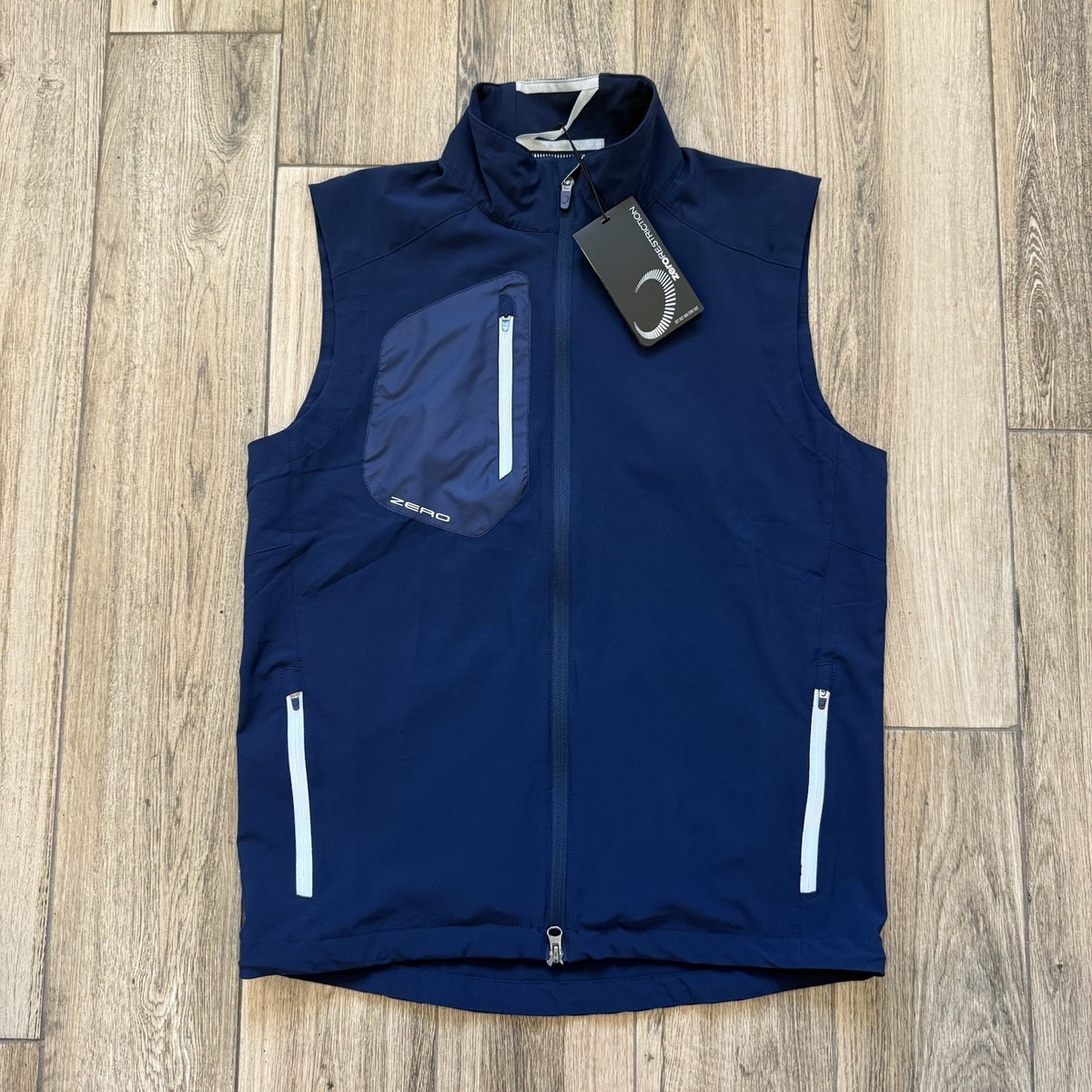 Zero Restriction Z700 Navy Blue Full Zip Golf Vest Size Small/S